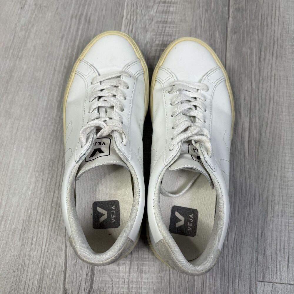 Veja Women's Esplar Extra White Natural Leather Logo Sneakers Sz 6 A /EU 37 F - Picture 6 of 9